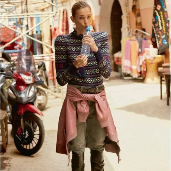 RARE HTF SOLD OUT Polo Ralph Lauren Cashmere Fair Isle Puff Sleeve Sweater sz L - Picture 4 of 16